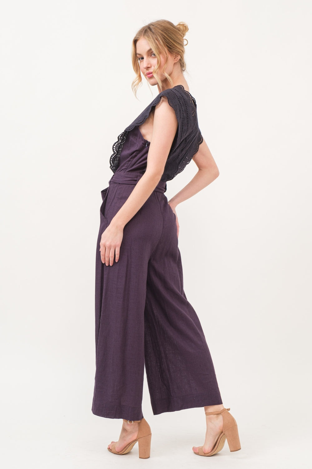 And The Why Laced Surplice Tie Waist Jumpsuit Jumpsuits