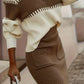 Two-Tone Ribbed Knit Top and Skirt Sweater Set - DAVERRI FASHIONS