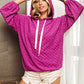 BiBi Brushed Checker Drawstring Long Sleeve Hoodie - DAVERRI FASHIONS