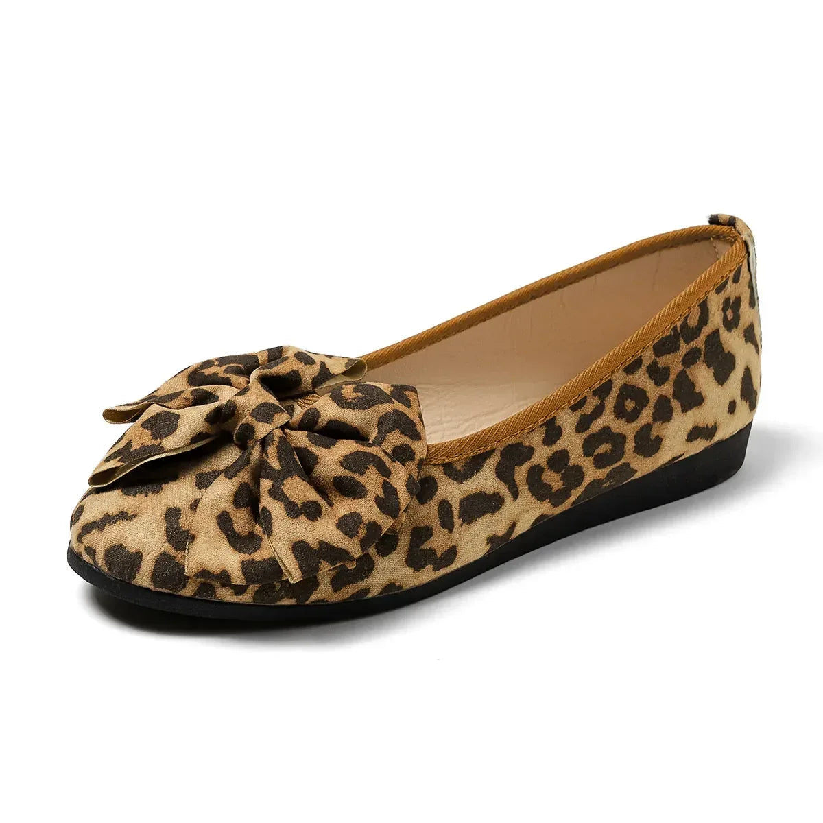 Leopard Bow Flat Slip-Ons - DAVERRI FASHIONS