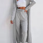 Open Front Long Sleeve Cardigan and Pants Lounge Set - DAVERRI FASHIONS