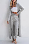 Open Front Long Sleeve Cardigan and Pants Lounge Set - DAVERRI FASHIONS