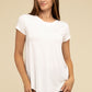 Flowy Round Hem Rayon Short Sleeve Top T-Shirts