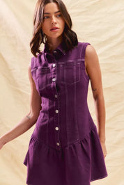 SO ME Button Down Sleeveless Collared Game Day Mini Dress | Mini Dresses Daverri Fashions