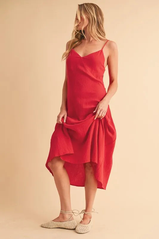 Aemi+Co Side Button Midi Cami Dress
