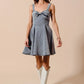 SO ME Mineral Washed Bow Ribbon Denim Flare Dress Mini Dresses