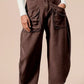 BiBi Washed Terry Pants with Pockets Vintage Mocha - DAVERRI FASHIONS
