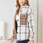 Double Take Plaid Contrast Button Up Shirt Jacket Shackets
