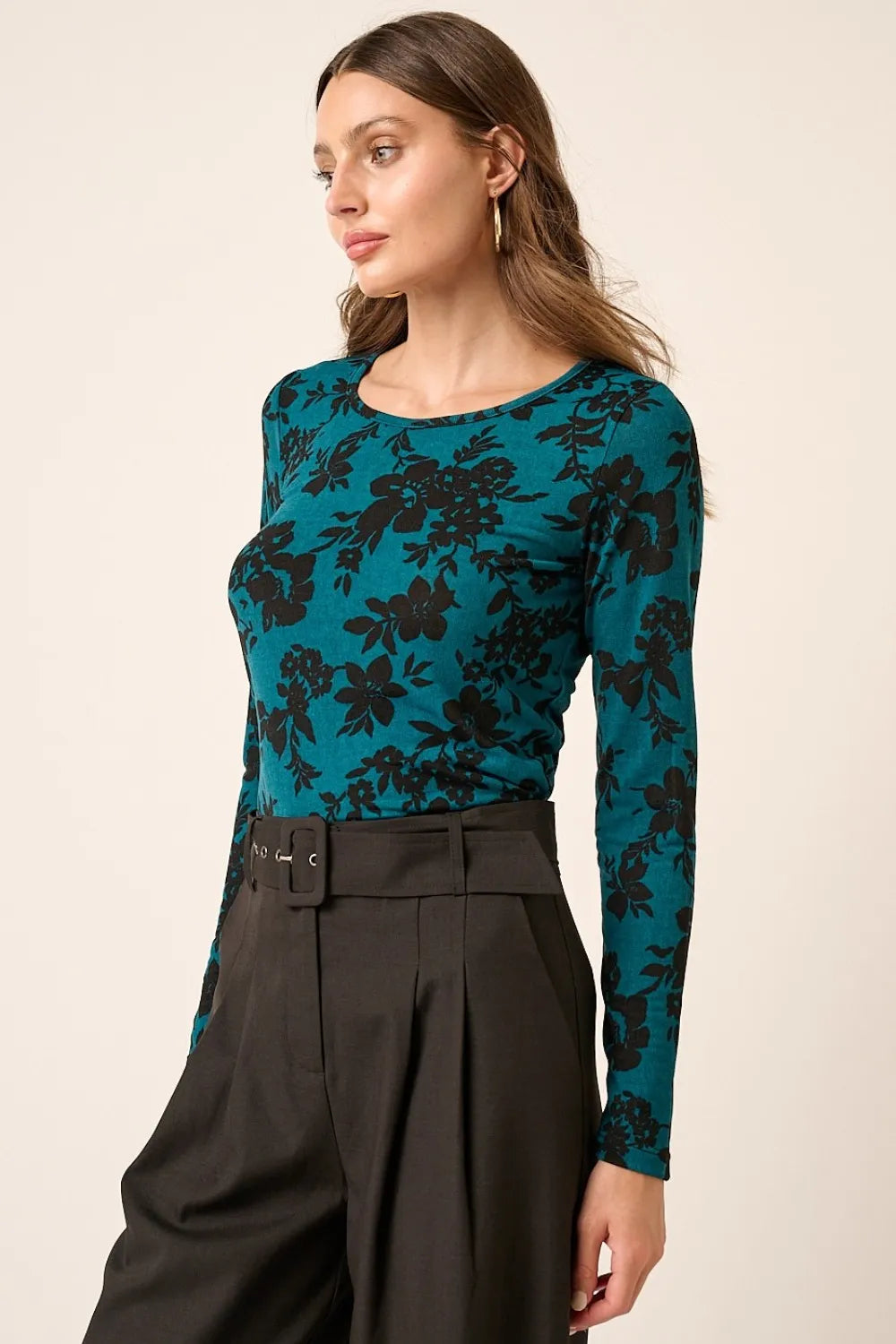 Mittoshop Flower Print Long Sleeve Knit Top | Tops Daverri Fashions