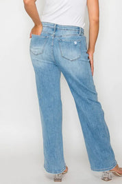 bytos Full Size Distressed High Rise Straight Jeans | Jeans Daverri Fashions