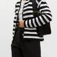 Daverri Fashions black and white striped knit cardigan with silver buttons