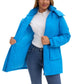 Bright blue Daverri Fashions hooded puffer coat, plus size
