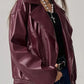 Zip Up Drop Shoulder Faux Leather Jacket - DAVERRI FASHIONS