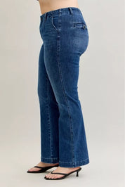 Judy Blue Full Size Mid Rise Bootcut Jeans with Welt Pockets Plus Size | Jeans Daverri Fashions