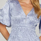 She + Sky Crinkle Woven V-Neck Balloon Sleeve Mini Dress - DAVERRI FASHIONS