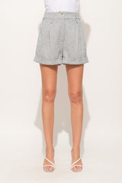 Striped High Waist Rolled Shorts | Shorts Daverri Fashions