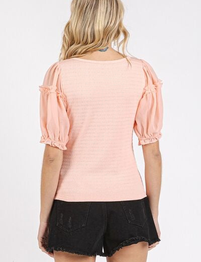 Mittoshop Frill Round Neck Half Sleeve Blouse