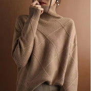 Coffee Loose Fit Turtleneck Knit Sweater | Sweaters Daverri Fashions