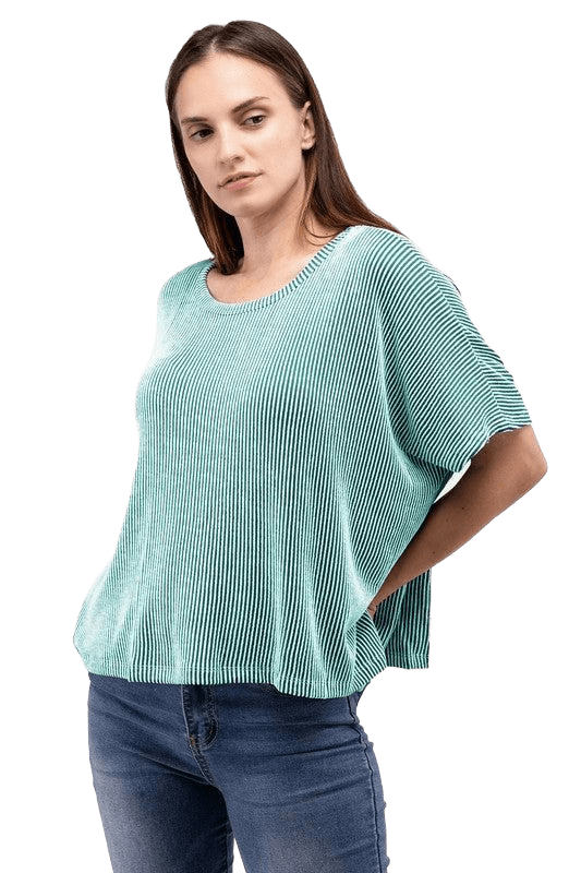 Loose Fit Short Sleeve Striped Top Shirts & Tops