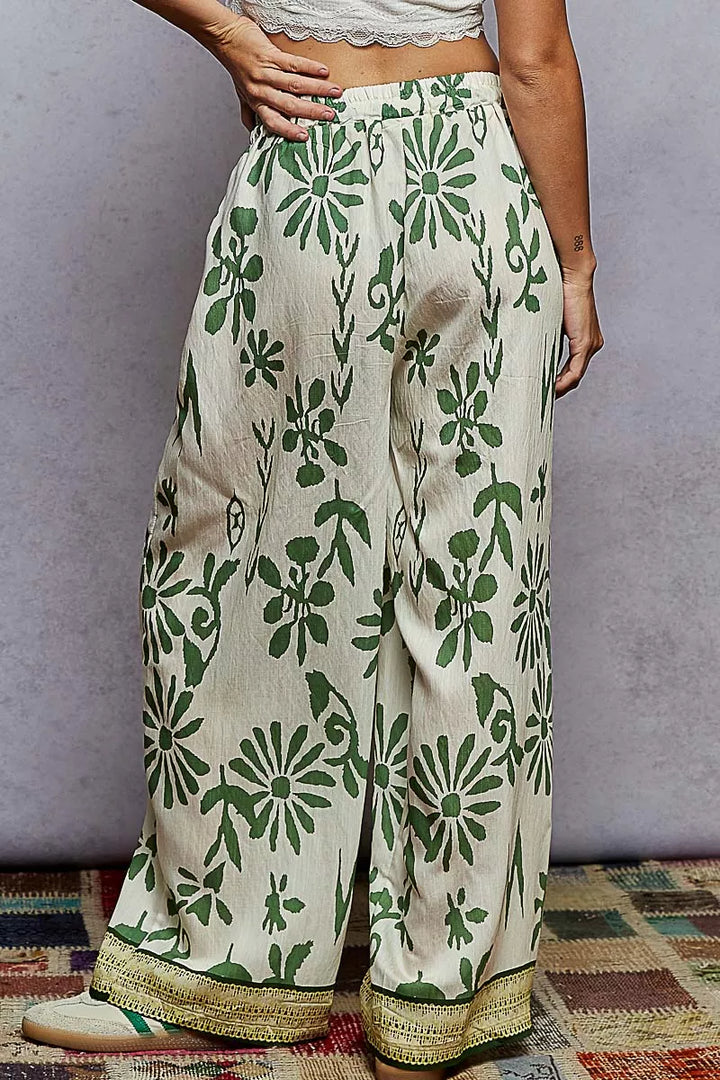POL Floral Printed Woven Wide Leg Drawstring Pants | Pants Daverri Fashions