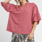 Umgee Textured Puff Sleeve Blouse ROSE Tops