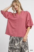 Umgee Textured Puff Sleeve Blouse ROSE Tops