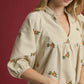 Umgee Corduroy Babydoll Dress with Floral Embroidery