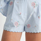 MABLE Stripe Embroidered Peplum Cami and Shorts Set Shorts Sets