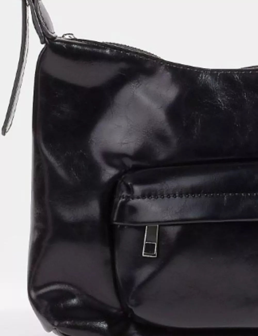 Fame Glossy Faux Leather Shoulder Bag | Handbags Daverri Fashions