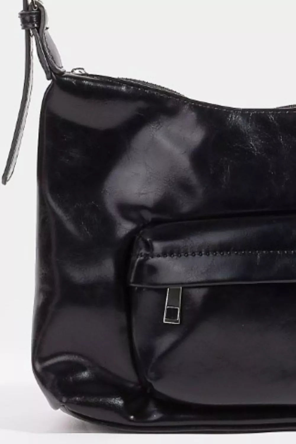 Fame Glossy Faux Leather Shoulder Bag | Handbags Daverri Fashions