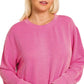 Zenana Full Size Raised Rib Round Neck Long Sleeve Top Plus Size - DAVERRI FASHIONS