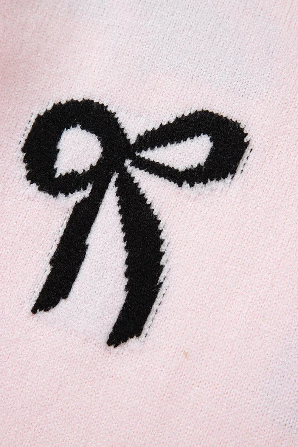 Bow Pattern Round Neck Loose Fit Sweater - DAVERRI FASHIONS