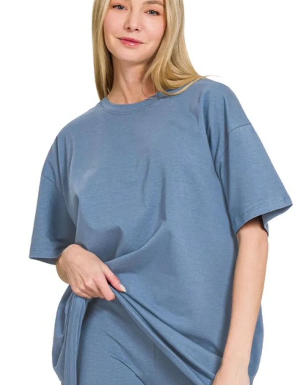 Zenana Cotton Round Neck Top & Biker Shorts | Outfit Sets Daverri Fashions