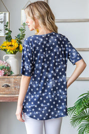 Heimish Short Sleeve Crisscross Star Babydoll Top | Tops Daverri Fashions