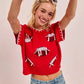 BiBi Gameday Sequin Football Embroidered Stitch Sweater - DAVERRI FASHIONS