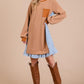 Ces Femme Striped Patchwork Round Neck Terry Sweatshirt Dress Sweatshirts