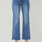 RISEN High Waist Raw Hem Slit Straight Jeans - DAVERRI FASHIONS