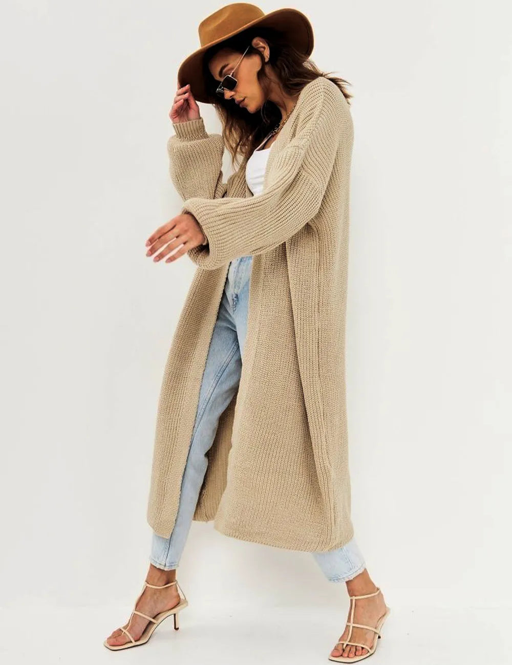 Open Front Long Sleeve Longline Cardigan | Cardigans Daverri Fashions