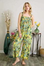 ADORA Elastic Detail Tropical Jumpsuit | Jumpsuits Daverri Fashions