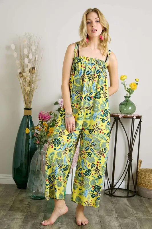 ADORA Elastic Detail Tropical Jumpsuit Jumpsuits