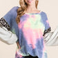 BiBi Tie Dye Terry Top with Contrast Puff Sleeves - DAVERRI FASHIONS