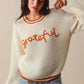 SO ME Thanksgiving Grateful Lettering Stitch Sweater Sweaters