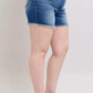Judy Blue Full Size V-Front Denim Shorts with Shield Pockets Plus Size