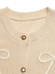 Bow Button Up Long Sleeve Cardigan | Cardigans Daverri Fashions