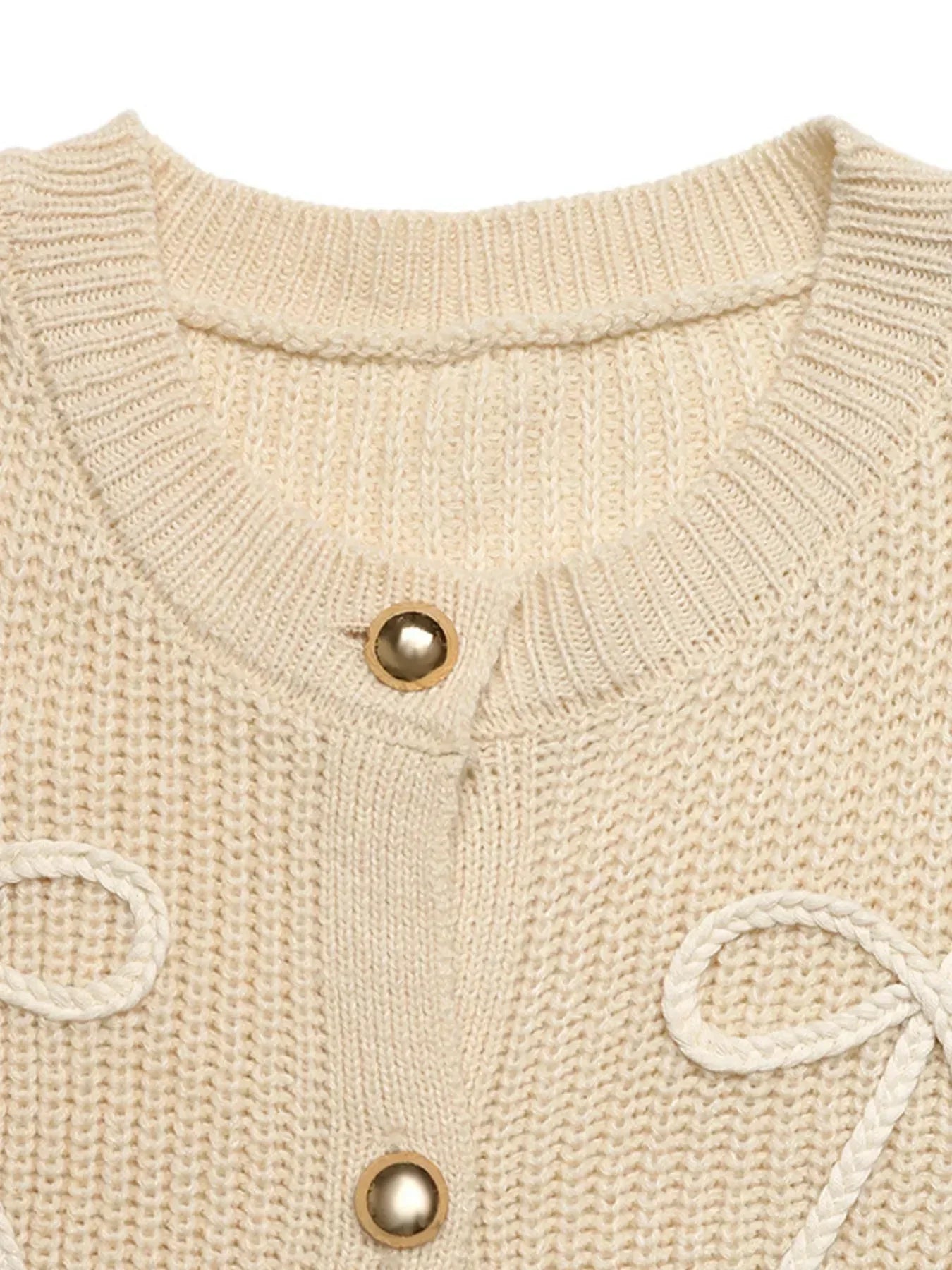 Bow Button Up Long Sleeve Cardigan - DAVERRI FASHIONS