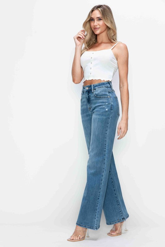 bytos Full Size High Rise Wide Leg Jeans with Pockets | Jeans Daverri Fashions