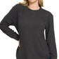 Zenana Full Size Raised Rib Round Neck Long Sleeve Top Plus Size - DAVERRI FASHIONS