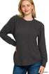 Zenana Full Size Raised Rib Round Neck Long Sleeve Top Plus Size - DAVERRI FASHIONS