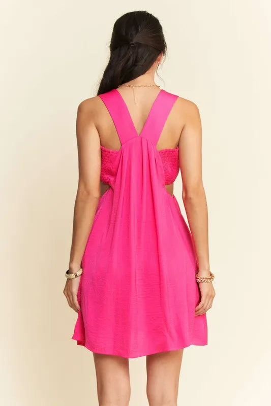 Davi & Dani Washed Satin Cutout Skirt Bandeau Mini Dress | Daverri Fashions