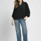 Umgee Textured V-Neck Blouse with Balloon Sleeves - DAVERRI FASHIONS